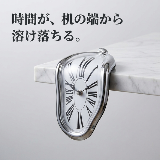 「時間が、机の端から溶け落ちる。」ミニマルなコンセプト画像