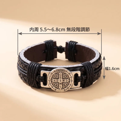 LACIAGA 聖ベネディクトのメダイ レザーブレスレット