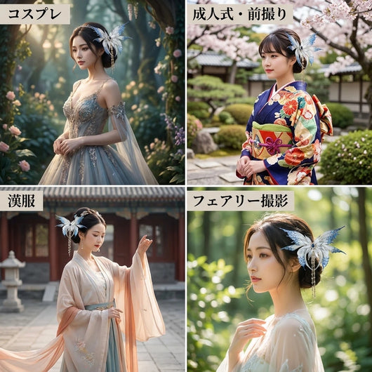 バタフライヘアクリップのシーン別コーディネート