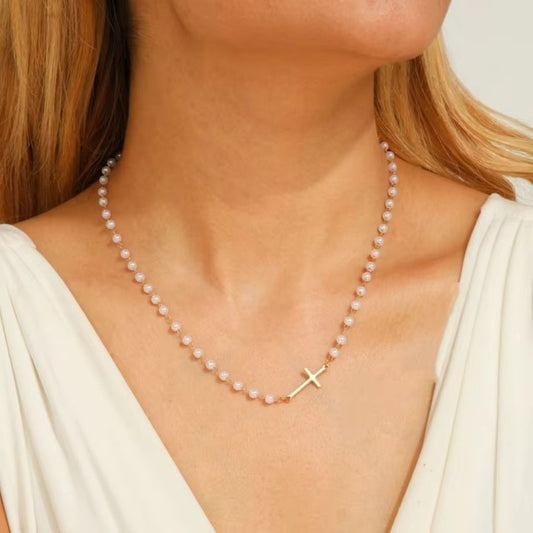 Laciaga™ Eternal Pearl Cross Necklace