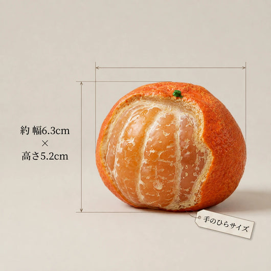 サイズ表示：約 幅6.3cm × 高さ5.2cm、手のひらサイズ。