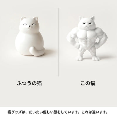 LACIAGA 不機嫌マッチョ猫 ふつうの猫置物との比較