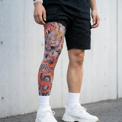 火焔龍レッド 脚 タトゥースリーブ