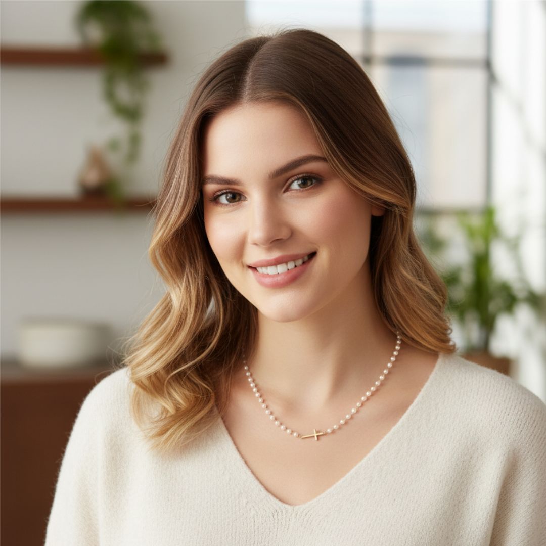 Laciaga™ Eternal Pearl Cross Necklace