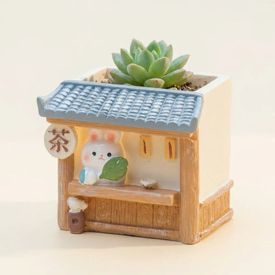 うさぎの茶屋 青い瓦屋根とうさぎ