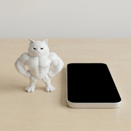 LACIAGA 不機嫌マッチョ猫 スマートフォンとのサイズ比較