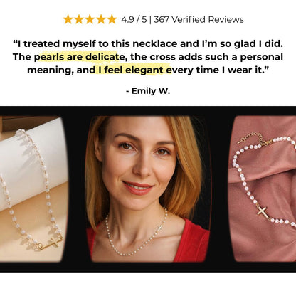 Laciaga™ Eternal Pearl Cross Necklace
