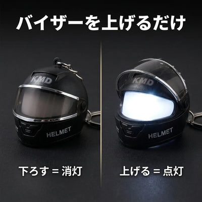 バイザーを上げるだけで点灯