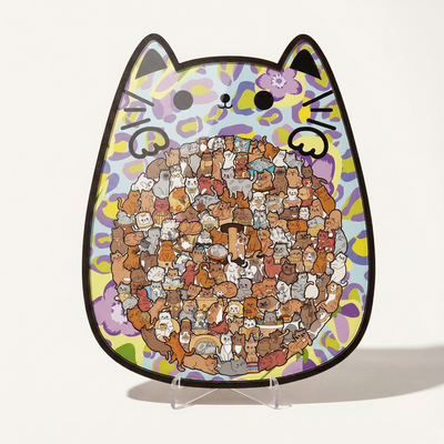 スタイル ブルーレオパード ねこ型パズル