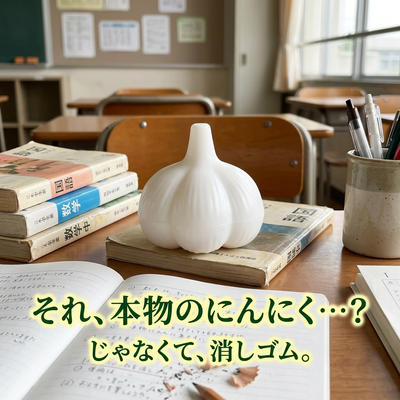 机に置くと本物のにんにくに見える二度見ネタ。じゃなくて消しゴム
