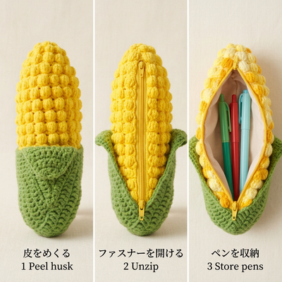 LACIAGA とうもろこしクロッシェ ペンポーチ 商品イメージ6
