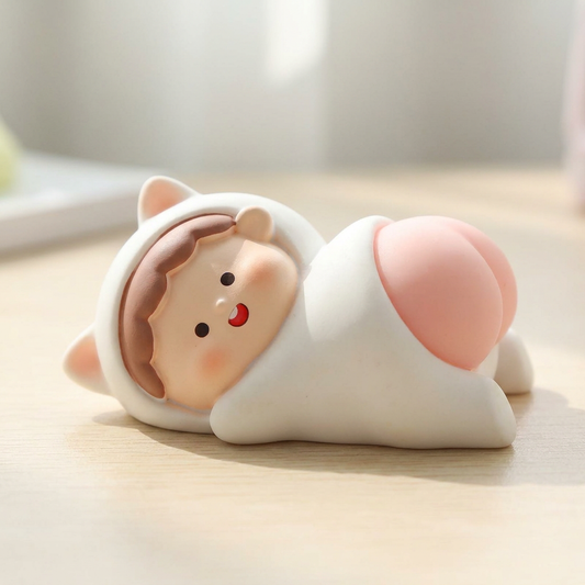 うさぎ（白）のおやすみおしりスクイーズ、ぷにぷにのピンクおしり