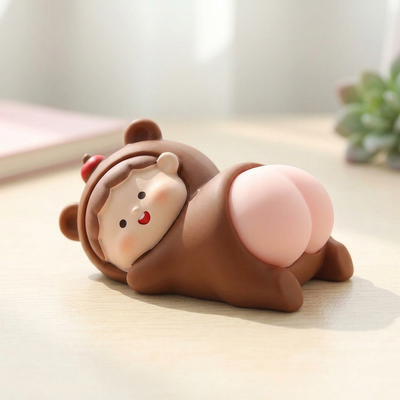 くま（茶）のおやすみおしりスクイーズ