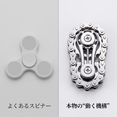 よくあるスピナーとの比較（本物の“動く機構”）