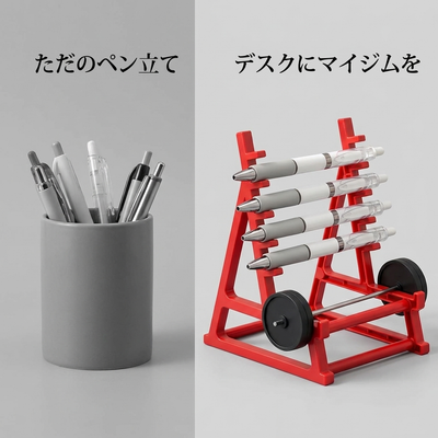 ただのペン立てとデスクにマイジムを 比較