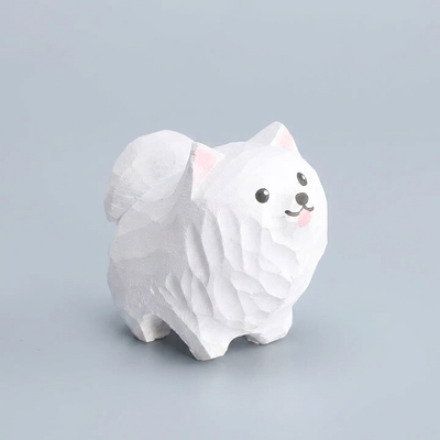 LACIAGA 木彫りわんこ 白ポメラニアン