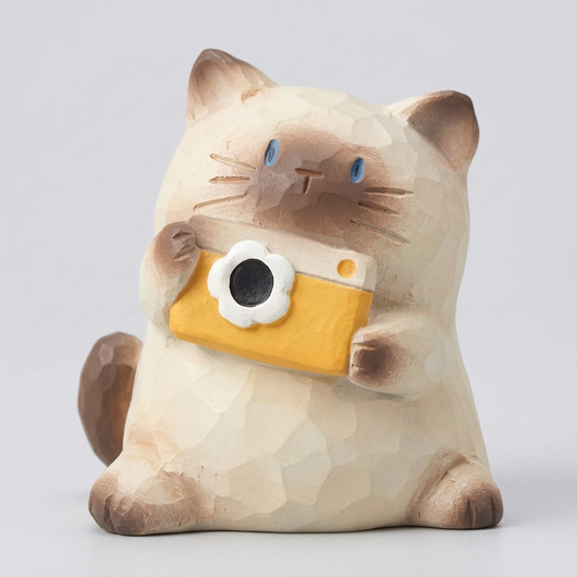 カメラを持つシャム猫フィギュア