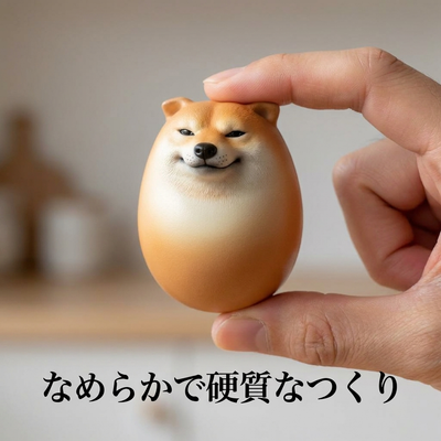 硬質フィギュアを指先でつまんで持ち、なめらかな硬質仕上げを見せる