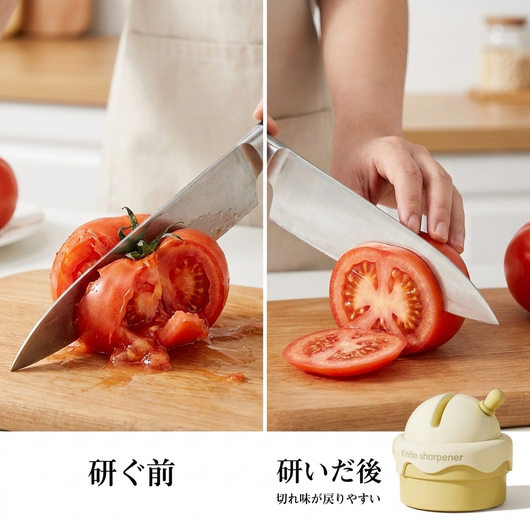 研ぐ前と研いだ後の切れ味