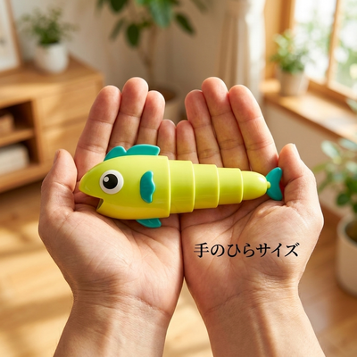 大人の手のひらにのせたおさかなの大きさ