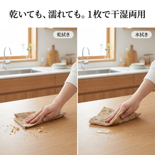 乾いても濡れても使える、1枚で干湿両用の2パネル比較