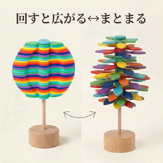 回すと広がる⇄まとまる（レインボー）