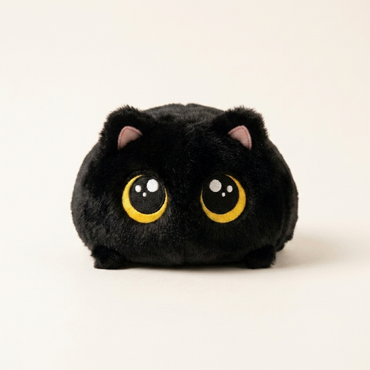 黒猫の香箱ねこを正面から撮った商品写真