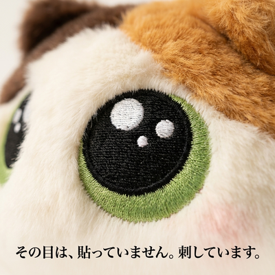 刺繍でつくられた大きな目のアップ