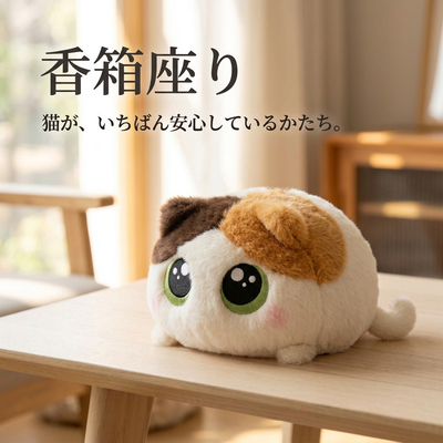 窓辺で横から見た香箱座りのシルエット