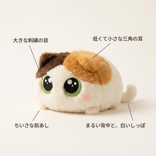 目・耳・前あし・背中としっぽを説明した図