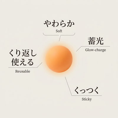 やわらか 蓄光 くっつく くり返し