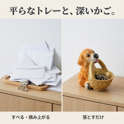 平らなトレーとの比較