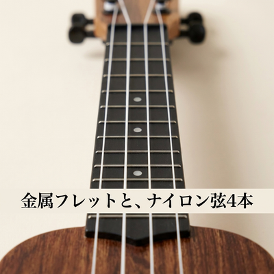 金属フレットとナイロン弦4本