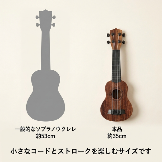 一般的なソプラノウクレレとのサイズ比較
