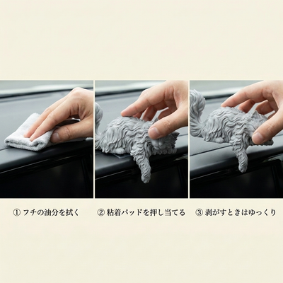 取り付け方法 3ステップ 粘着パッド