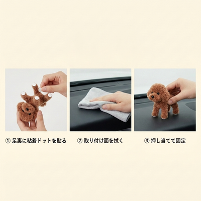 取り付け方法 3ステップ 粘着ドット