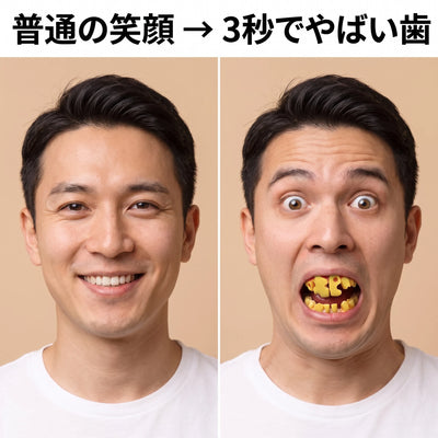 普通の笑顔から3秒でやばい歯